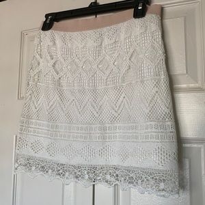 American Eagle Outfitters Cream Crochet Mini Skirt
